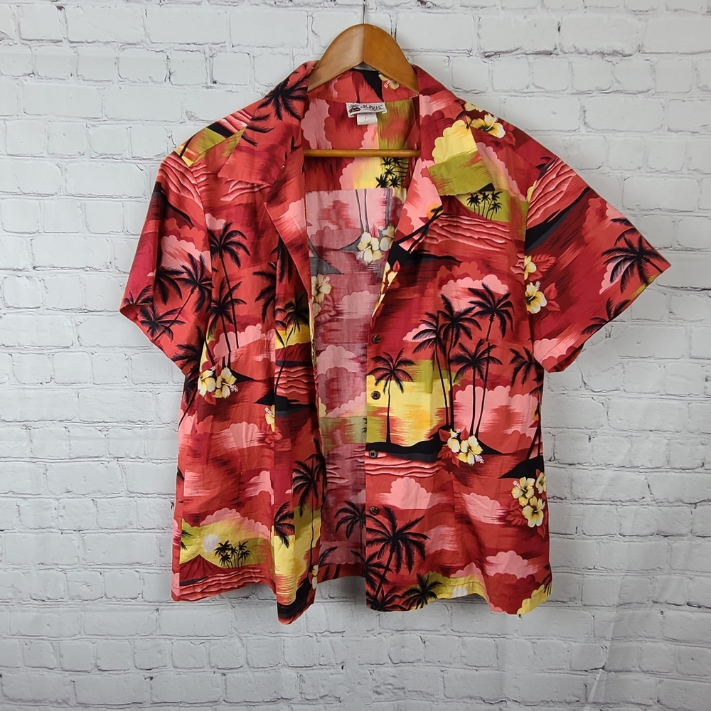 ALOHA REPUBLIC Womens fitted Hawaiian shir…